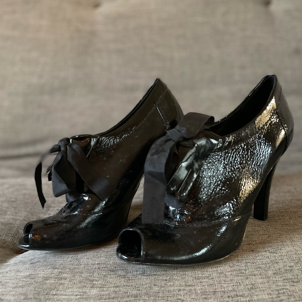 7 BCBGirls Leather Peep Toe Booties